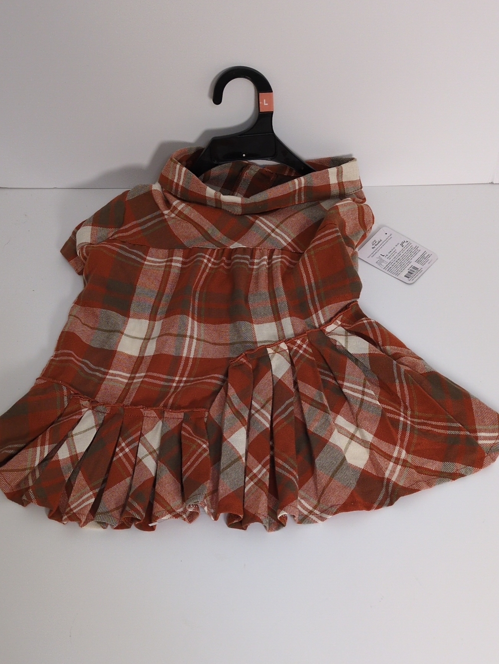 NWT Youly Large Plaid Asymmetric Pleated Dog Dress Fall Thanksgiving Pet Outfit